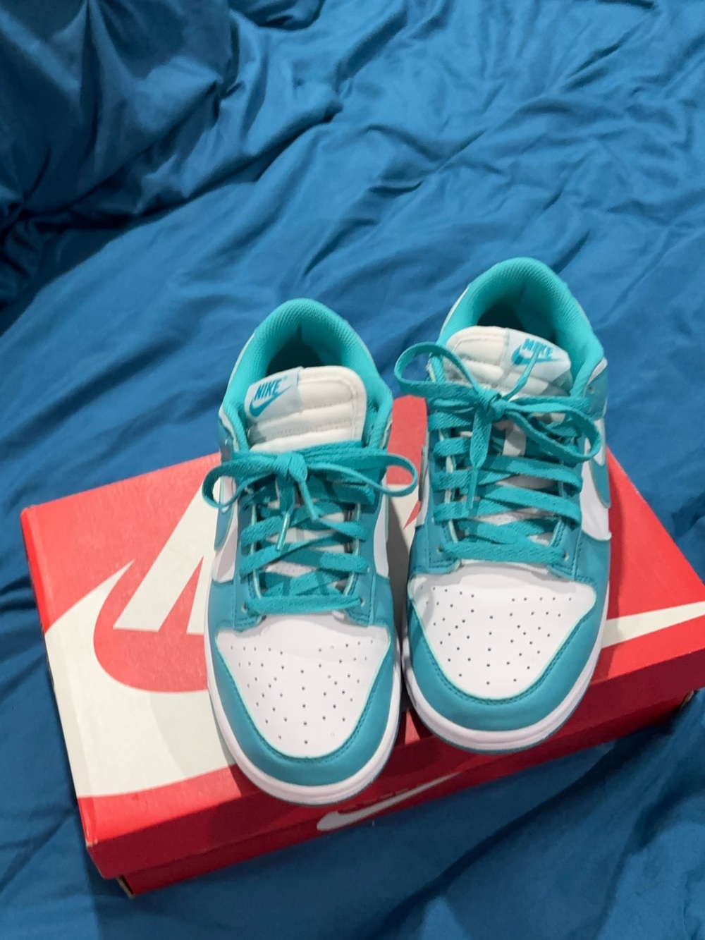 Nike Kids Turquoise and White Low-Top Sneakers
